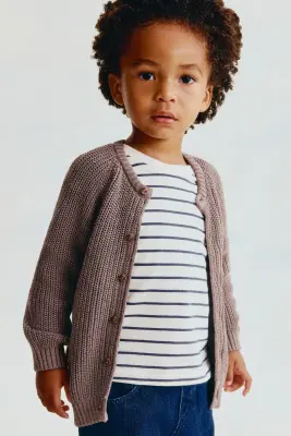 Gilet en côtes fantaisie de coton - Marron — photo 2