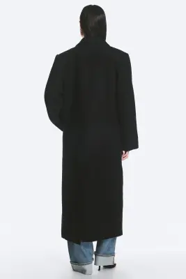 LOGAN MANTEAU CROISÉ EN LAINE MÉLANGÉE - Noir — photo 3
