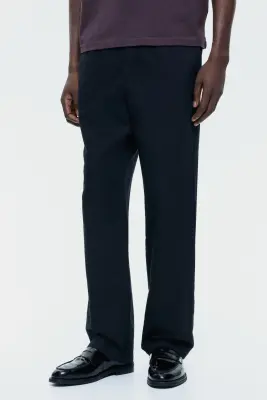 Pantalon Regular Fit en lin mélangé - Noir — photo 2