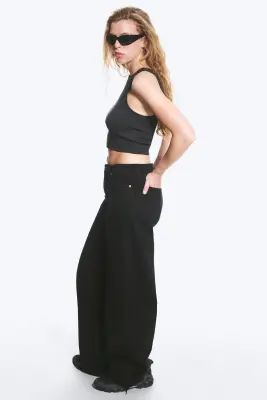 Jean jambe large taille mi-haute Paz - Tuned Black – Noir — photo 2