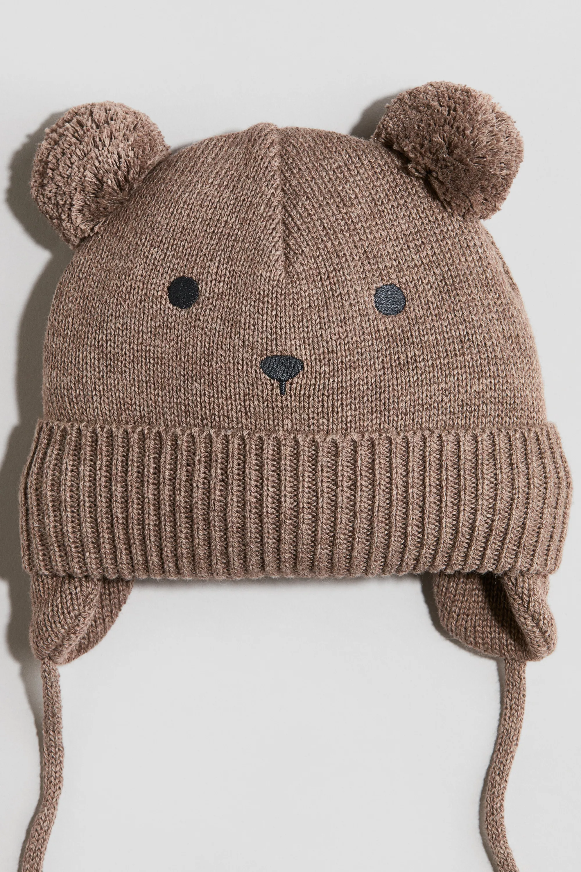 Bonnet doublé polaire avec liens à nouer - Marron