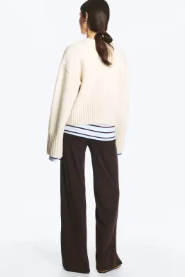 Pull oversize en maille - Blanc cendré — photo 2