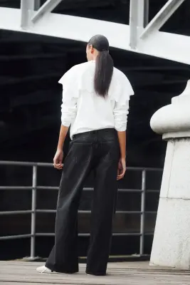 Wide Regular Waist Jeans - Noir denim — photo 2