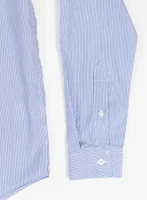 Shirt with Collar Tab in White Poplin with Blue Fine Stripes — photo 5