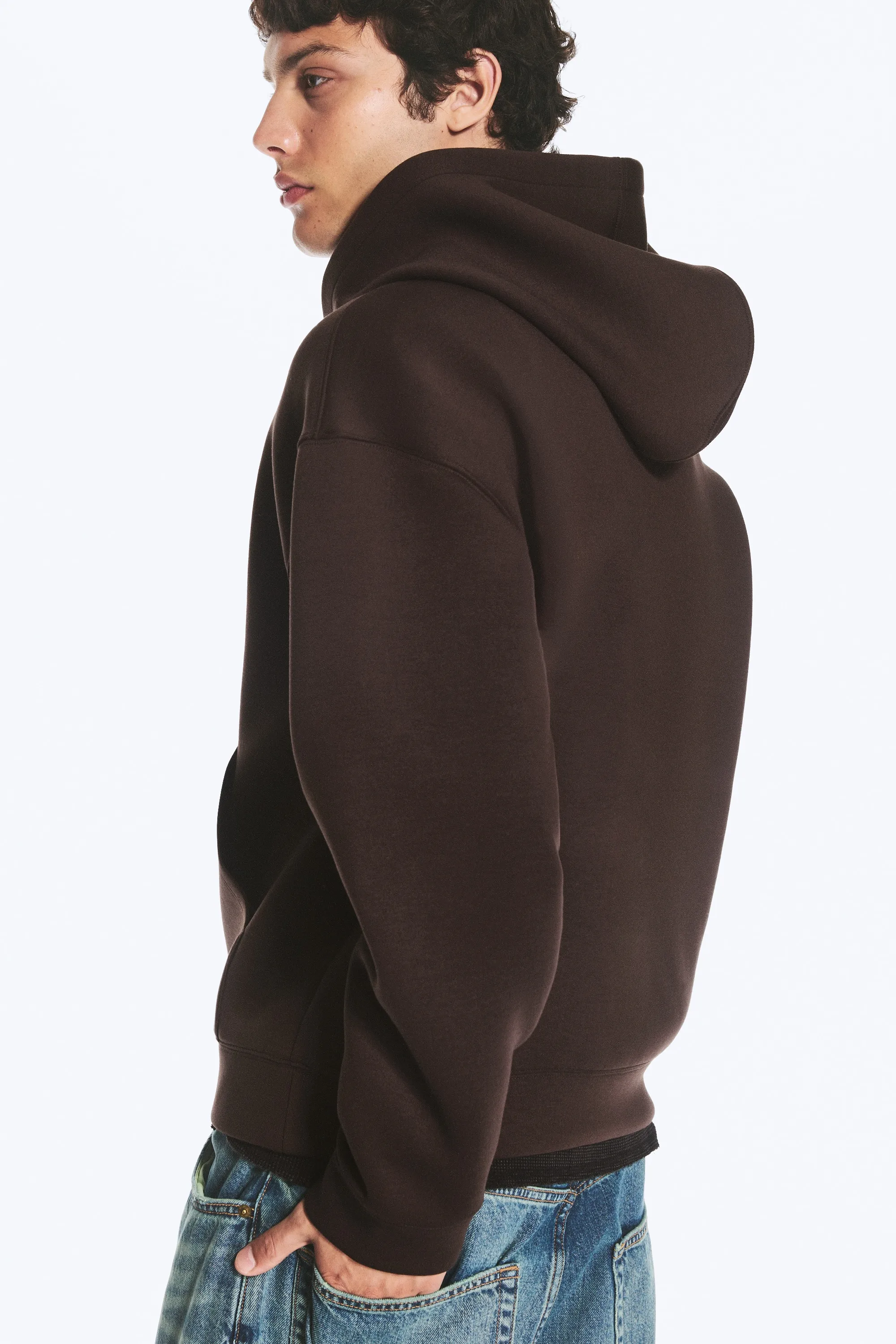 Sweat à capuche en scuba Simon - Marron foncé