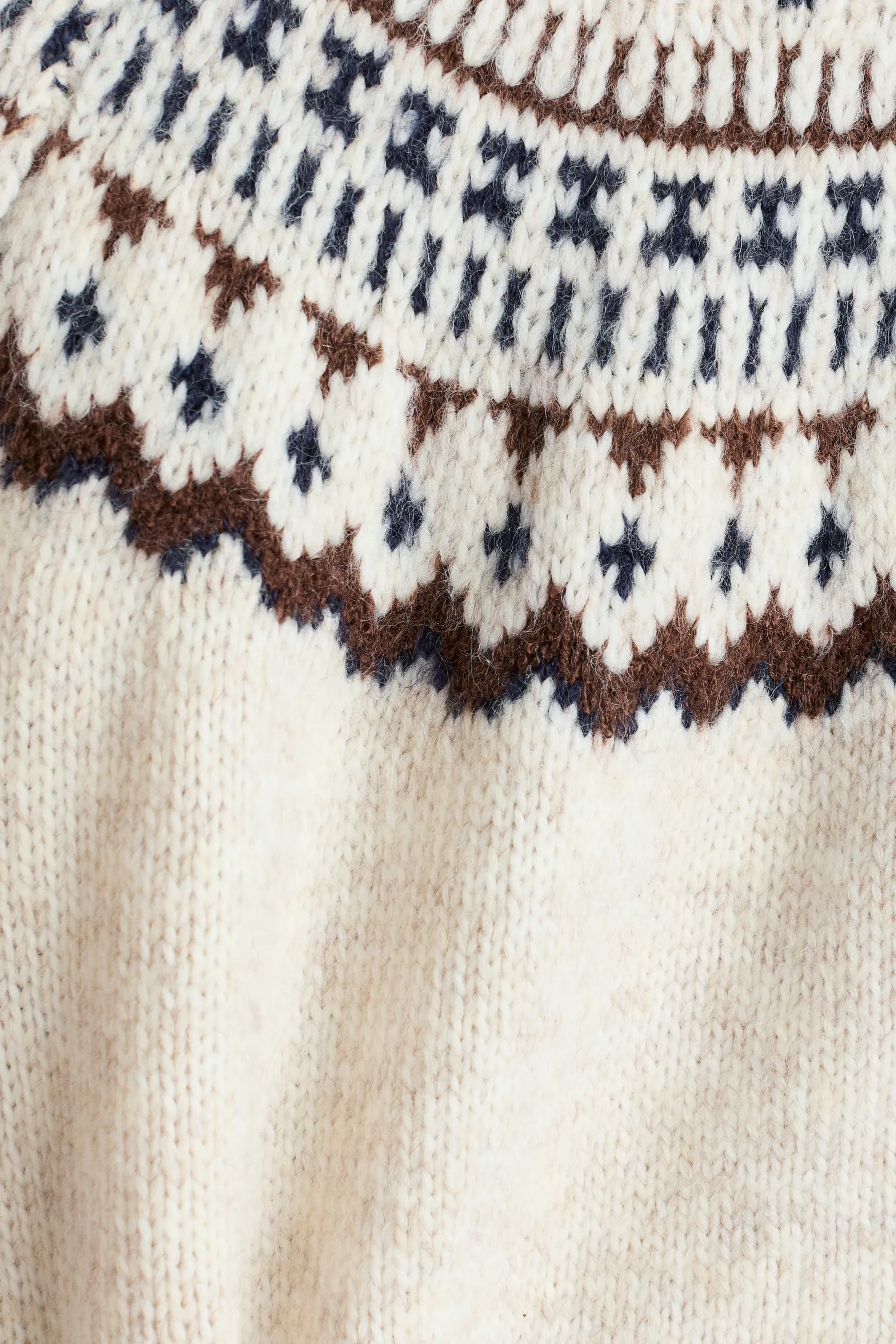 Pull en maille jacquard - Blanc/bleu marine