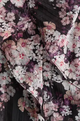 Robe plissée avec volants - Noir/fleuri — photo 5