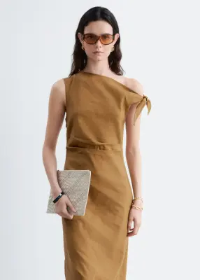 Robe midi asymétrique - Marron Clair — photo 1