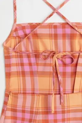 Robe en twill - Orange/carreaux — photo 2