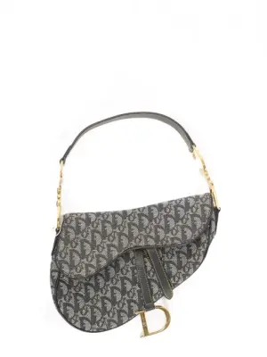 Sac Saddle iconique en toile imprimée monogramme bleu et beige Prix boutique 3500€ — photo 1