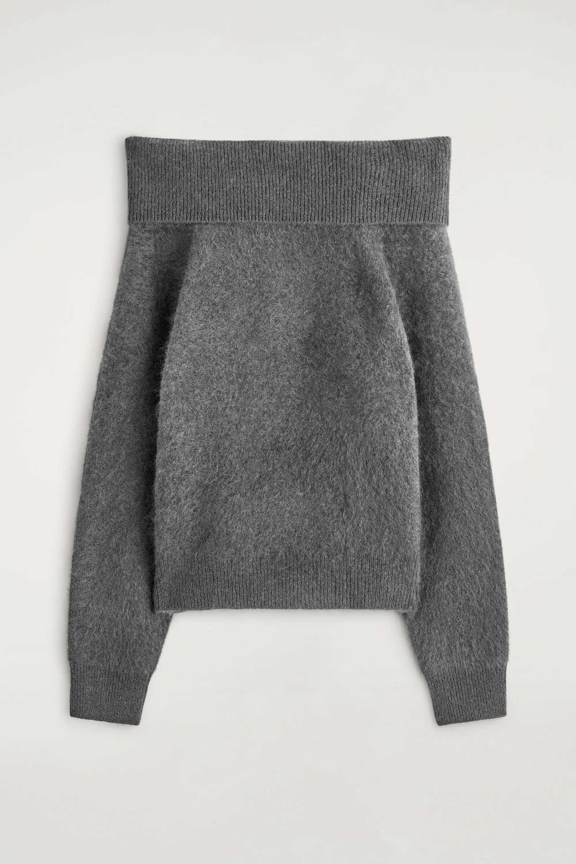 PULL À ENCOLURE BARDOT EN LAINE MÉRINOS - GRIS