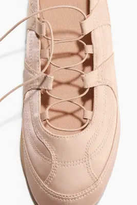 Ballerines à lacets en satin - Rose poudré — photo 2