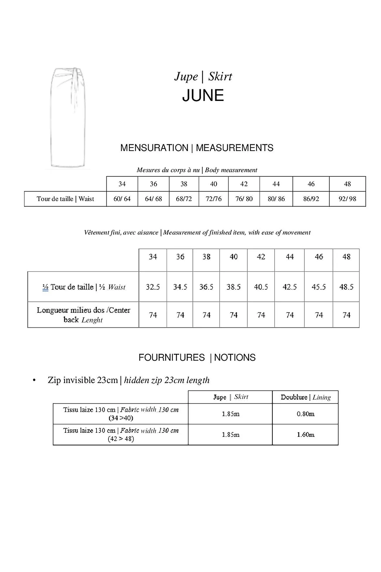 Patron pdf jupe JUNE