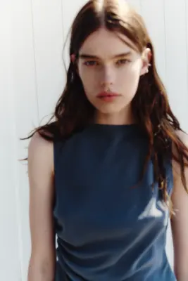 Robe découpée à effet drapé - Gris foncé — photo 1