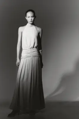 Robe dos nu à effet drapé - Turquoise clair — photo 1
