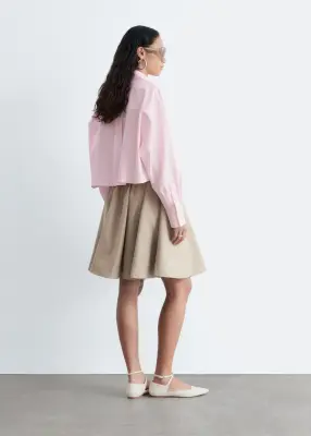 Chemise courte oversize en coton - Rose pastel — photo 5