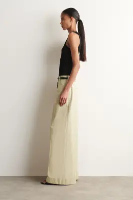 PANTALON LARGE À REVERS EN SERGÉ DE COTON - SABLE — photo 2