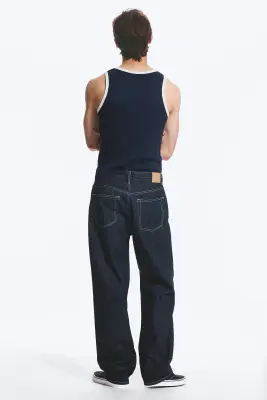 Jean droit et ample taille mi-haute Galaxy - Blue Rinse – Bleu foncé — photo 4