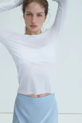 Jupe asymétrique en viscose - Bleu clair — photo 1