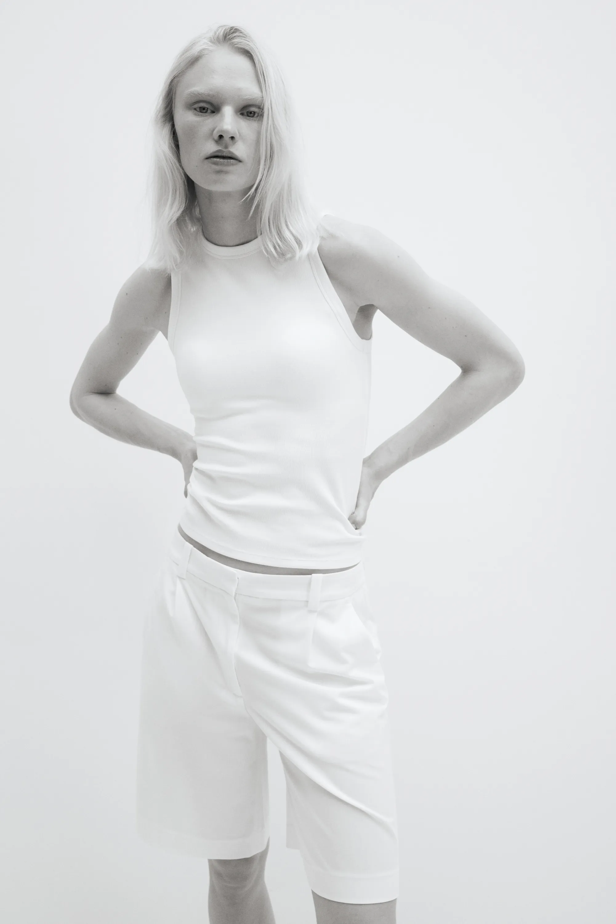Débardeur côtelé Cooling Slim Fit - Blanc