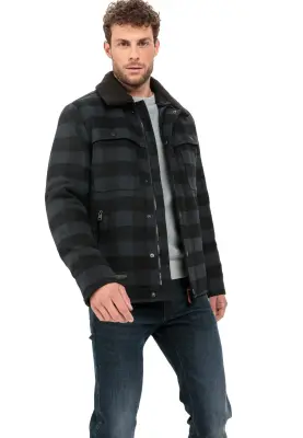 CAMEL ACTIVE VESTE ECOSSAISE Noir Marine — photo 4