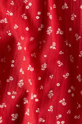 Robe à étages en seersucker - Rouge/blanc/fleuri — photo 3