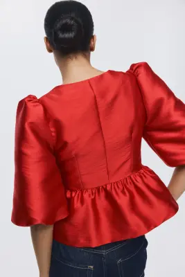 Blouse péplum - Rouge — photo 2