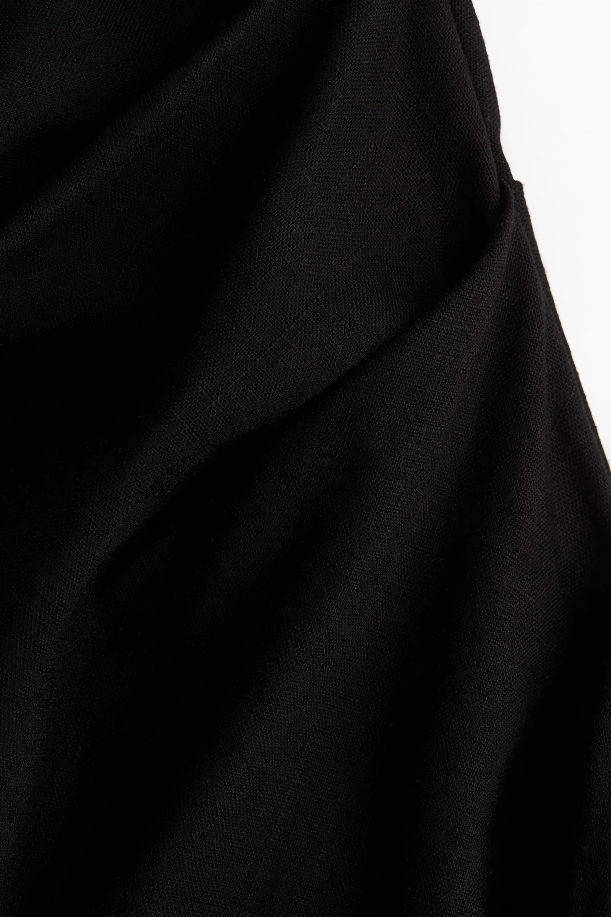 Robe en lin mélangé à effet drapé - Noir