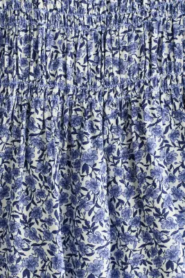 Robe smockée à bretelles fines - Bleu/fleuri — photo 3