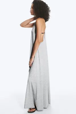 Robe longue dos nageur - Gris poudré chiné — photo 4