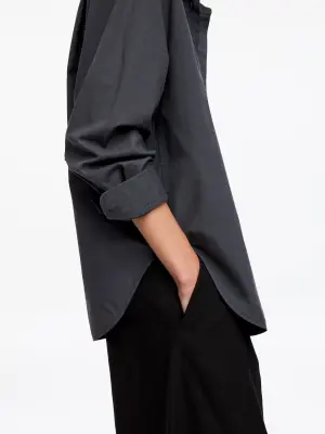 Chemise en popeline de coton - Noir délavé — photo 4