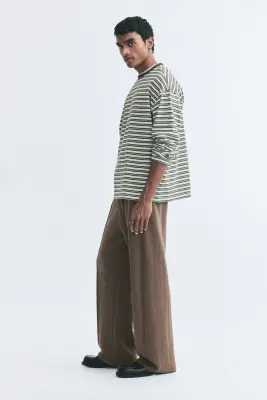 Pantalon jogger Relaxed Fit en interlock - Taupe foncé — photo 3