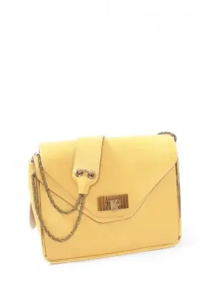 Sac Sally moyen modèle en cuir grainé jaune citron et chaîne dorée NEUF Prix boutique 1710€ — photo 1