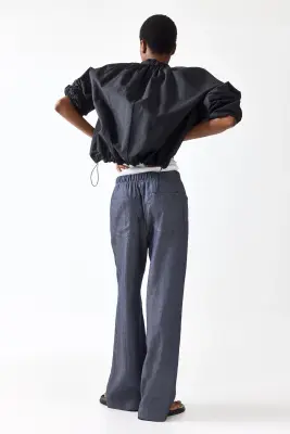 Pantalon droit à cordon - Bleu denim foncé — photo 2