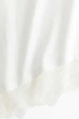T-shirt asymétrique avec dentelle - Blanc — photo 4