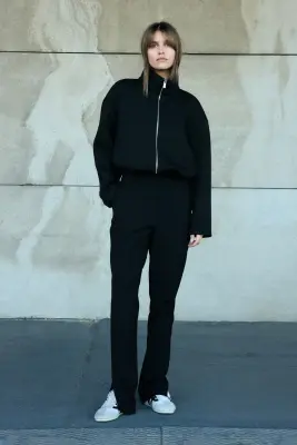 Pantalon chic Wrinkle-resistant Slim Fit - Noir — photo 1