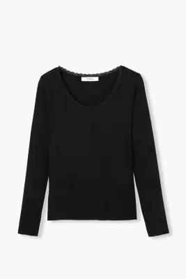 T-shirt détail dentelle Femme