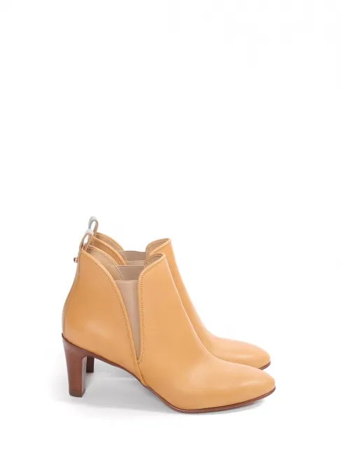 Bottines à talon PIPER en cuir beige camel NEUVES Prix boutique 850€ Taille 39