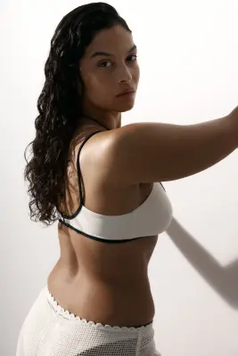 Haut de maillot paddé - Crème/noir — photo 2