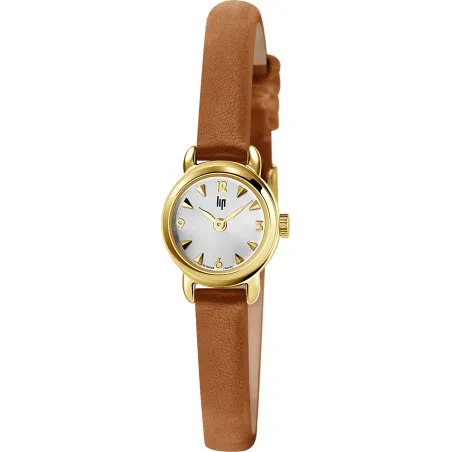 Montre Femme Lip Henriette doré cuir camel 671196