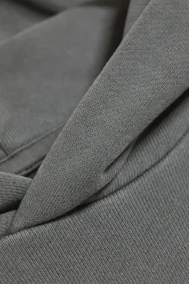Sweat à capuche ample en coton lourd - Gris délavé — photo 4