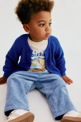 Pantalon en velours de coton côtelé - Bleu ancien clair — photo 1