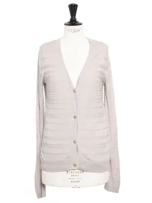 Gilet en soie et coton gris rose et boutons dorés Prix boutique 700€ Taille 36 — photo 2