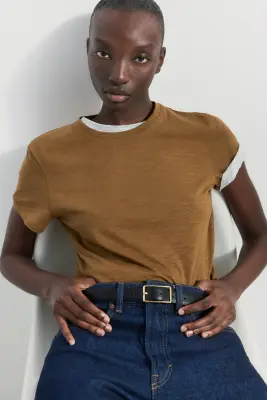 T-shirt ajusté - Beige foncé — photo 1
