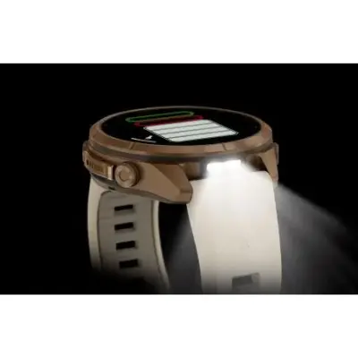 Garmin Fenix 9 Pro InReach amoled 43mm Sapphire Titane gold bracelet beige crème/gris cendré 010-04335-21 — photo 4