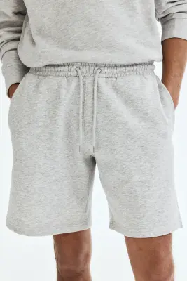 Short Regular Fit en molleton - Gris clair chiné — photo 2