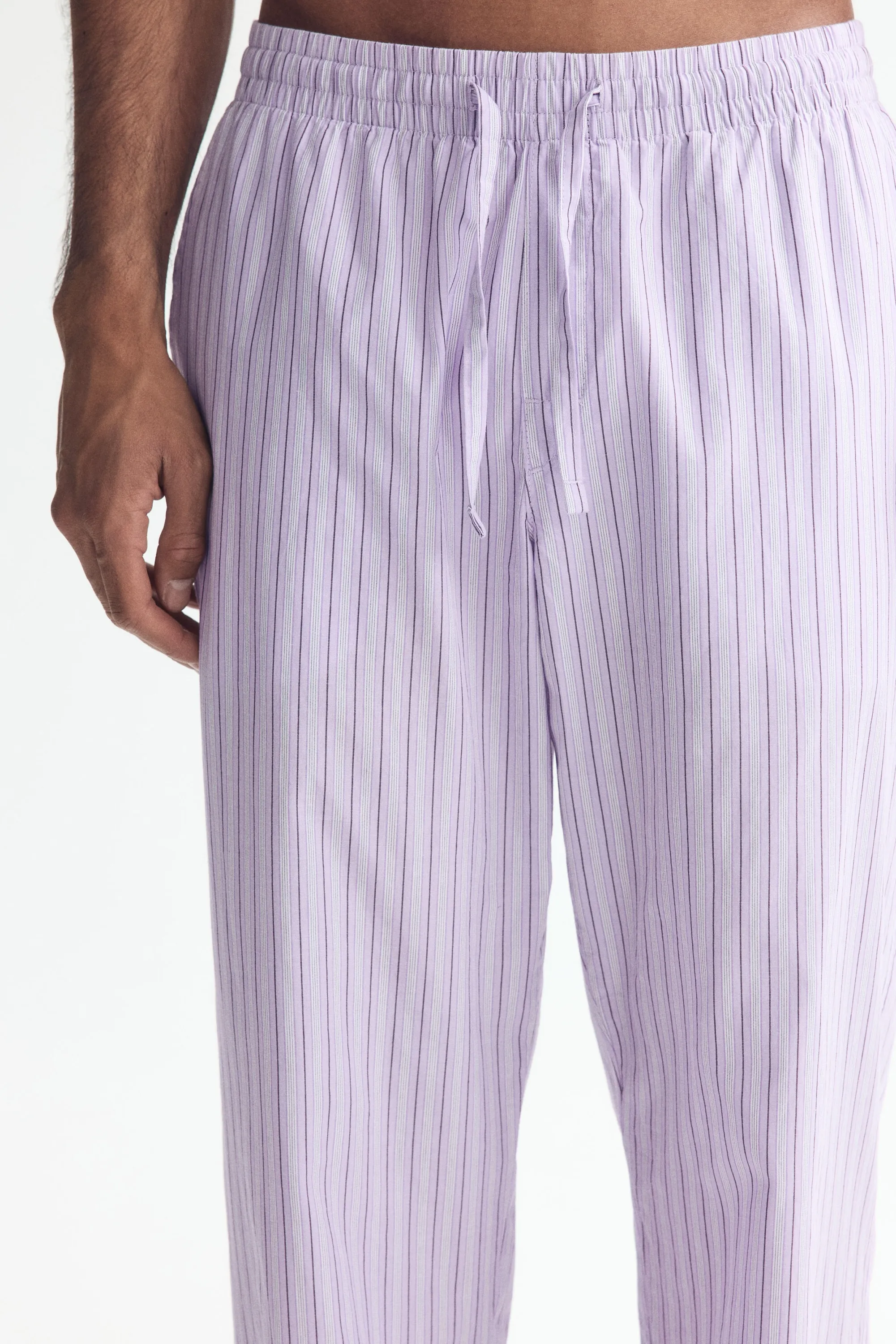 Pantalon Relaxed Fit en popeline - Violet clair/rayé