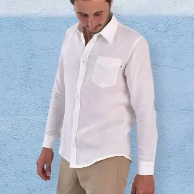 Chemise Zeus en lin blanc — photo 1