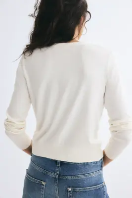Gilet en maille fine - Crème — photo 3