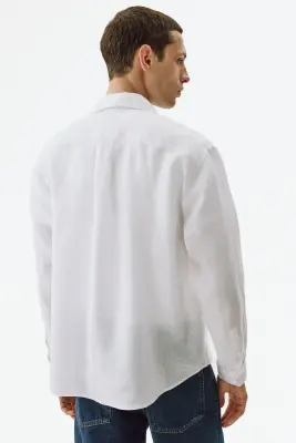 Chemise Relaxed Fit en lin - Blanc — photo 3